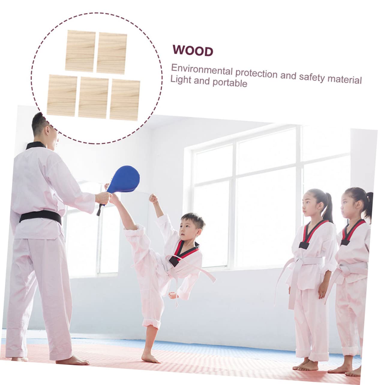 5 Tablas de Madera Dura para Taekwondo para Niños y Principiantes, Portátil para Practicar Karate en Interiores, Mejora Habilidades y Evaluación de Nivel