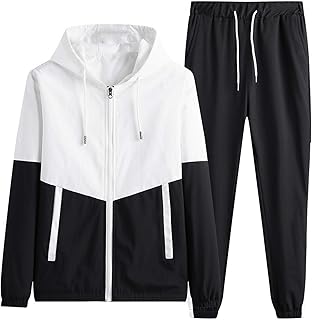 YHEGHT Conjunto masculino casual de manga comprida corrida jogging esportivo conjunto outono com capuz casaco e calça conjunto de 2 peças