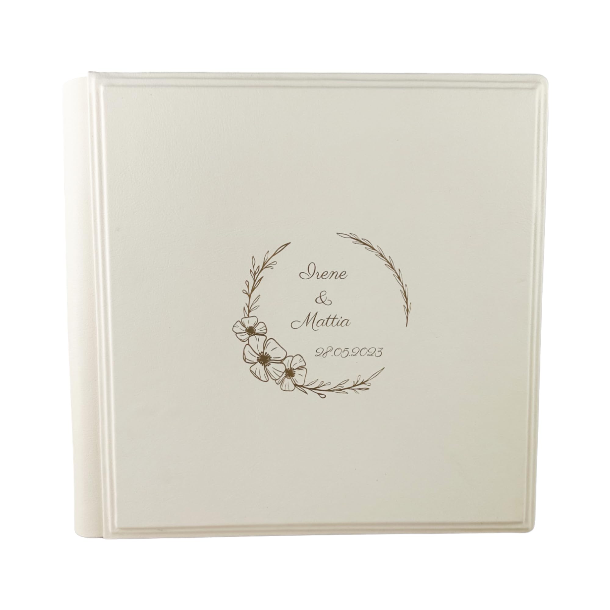 TriVin Art Album Fotografico Professionale 'Eclissi Soft' In Similpelle Color Creme - Made In Italy, Personalizzabile Con Incisione Per Matrimonio Ed Eventi