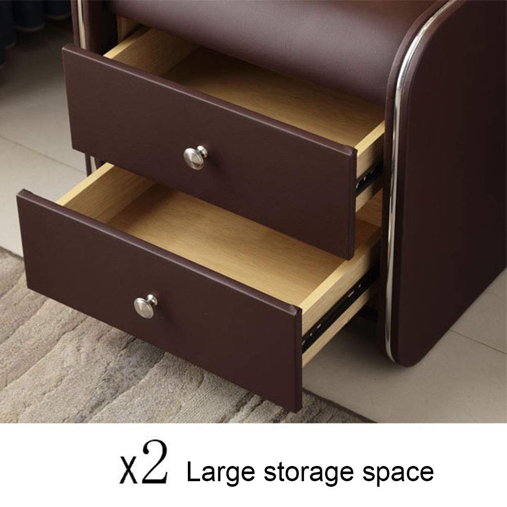 Amazon.co.jp: ベッドサイドテーブル レザー 無垢材 ベッドルーム 収納  