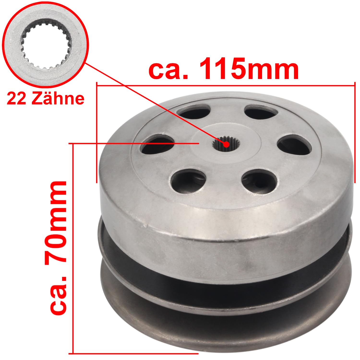 Transductor de recambio, embrague, campana 107 mm 50 ccm 4 tiempos compatible con Kymco Agility 50