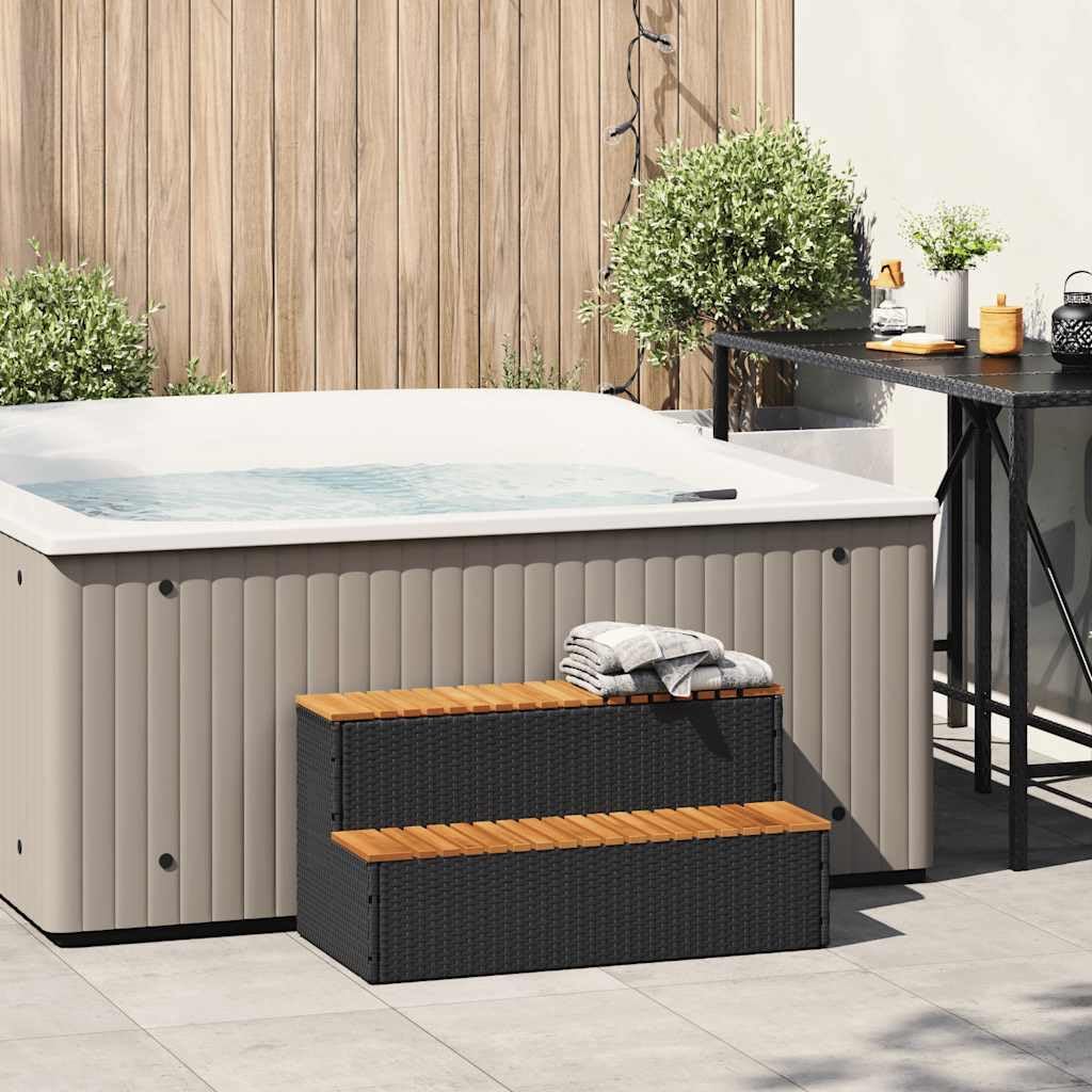 Genérico Escalón bañera hidromasaje Negro 100x50x50,5 cm ratán sintético,Casa y jardín,Piscina y SPA,Accesorios para Piscinas y SPA,Negro,4103944