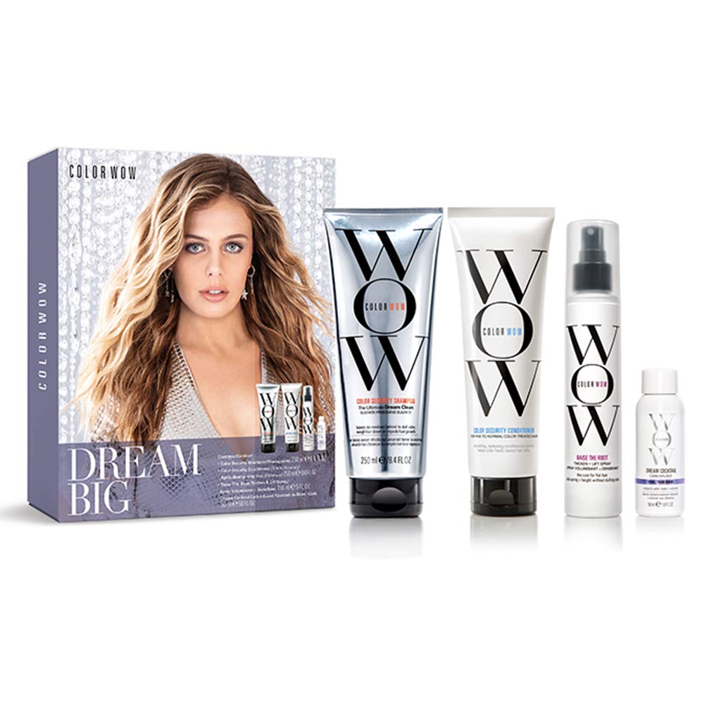 COLOR WOW Dream Big Kit, includes Sulfate Free Shampoo, Conditioner, Root Lift Spray and Travel Size Leave-In treatment for Thicker, Fuller, High Volume Hair