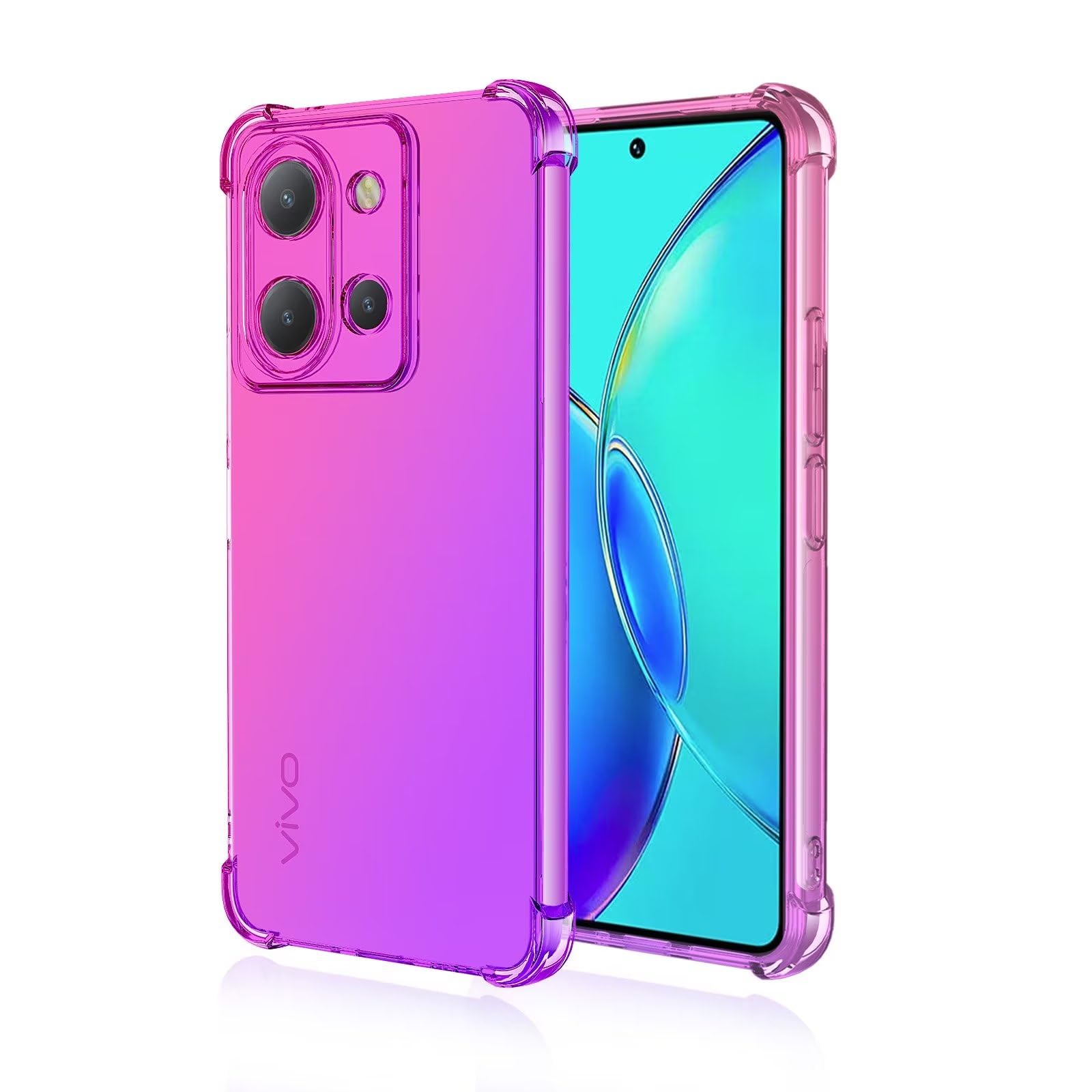 EASSGU Marco Electrochapado Funda Para Vivo Y17s (6.56" Inches) Carcasa Protectora De Color De Silicona TPU Suave - Azul Marino
