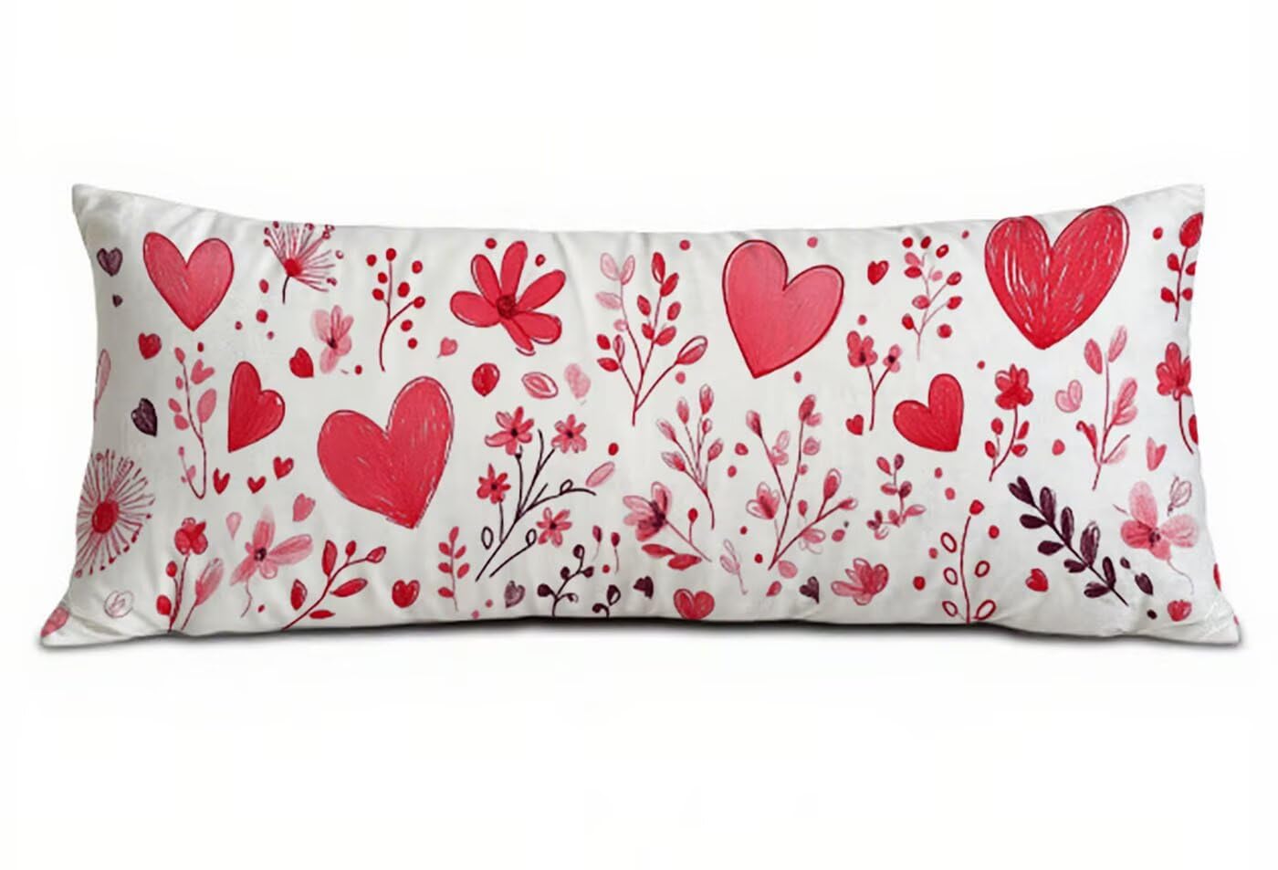Amore Federe Cuscini Divano 60 x 180 cm, Cuscini per Divano in Velluto Cotone Morbida e Traspirante, Fiore Copricuscino Letto con Cerniera Invisibile Federe Cuscino per Arredamento Casa Letto B-3405