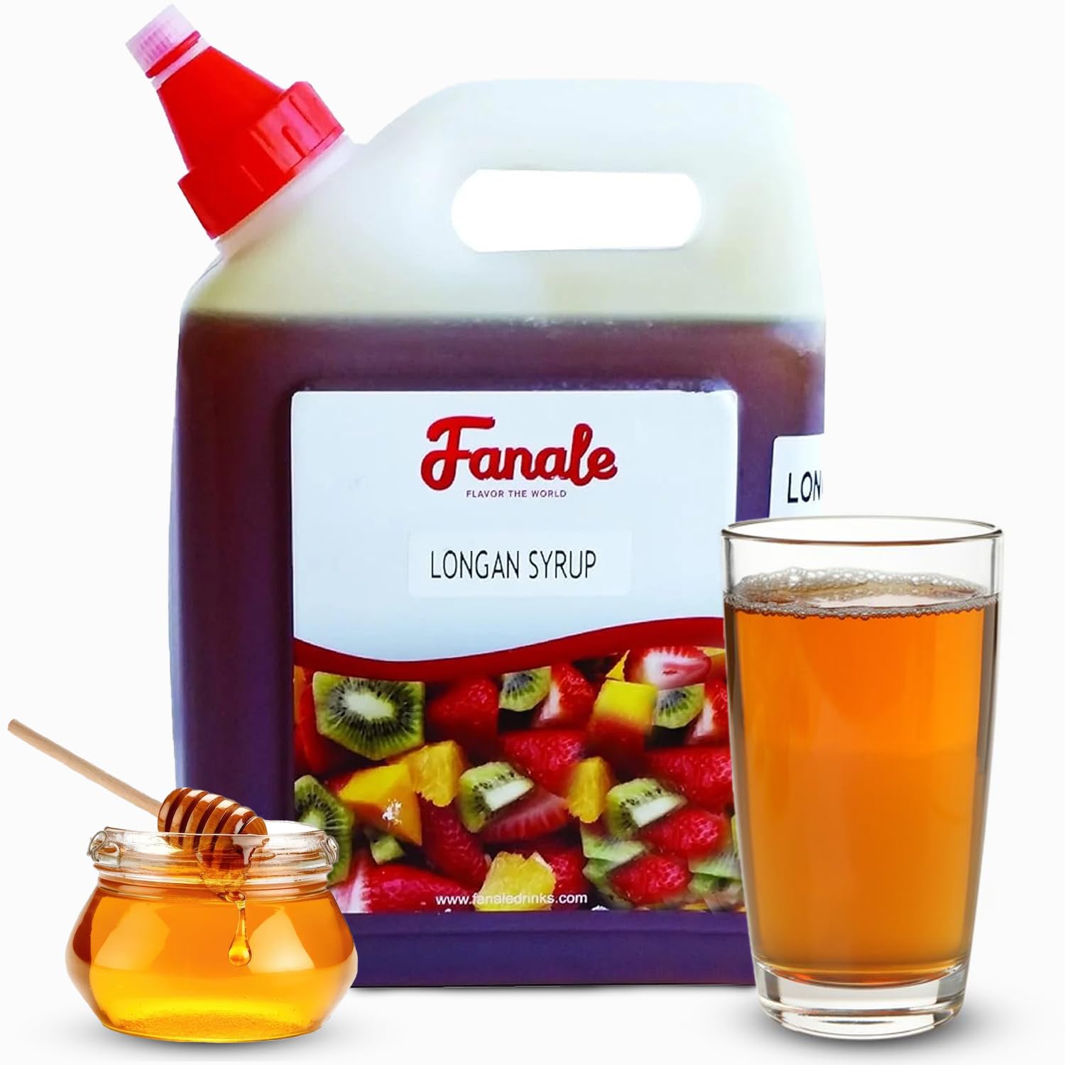 Fanale Premium Flavoring Concentrated Syrup for Bubble Tea 5.5 lb | Honey Logan Flavor Syrup | for Boba Tea, Smoothies, Slushes, Desserts | 5.5lb |