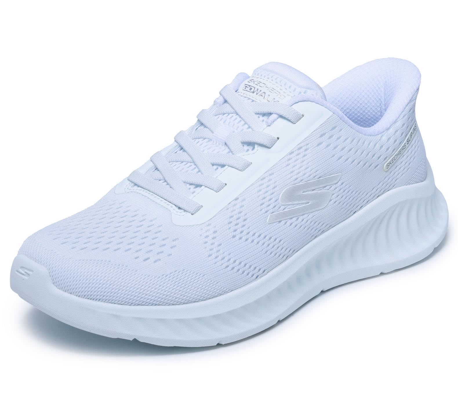 Skechers Women's Go Walk Now Khloe Sneaker, White Textile/Trim, 7.5 UK