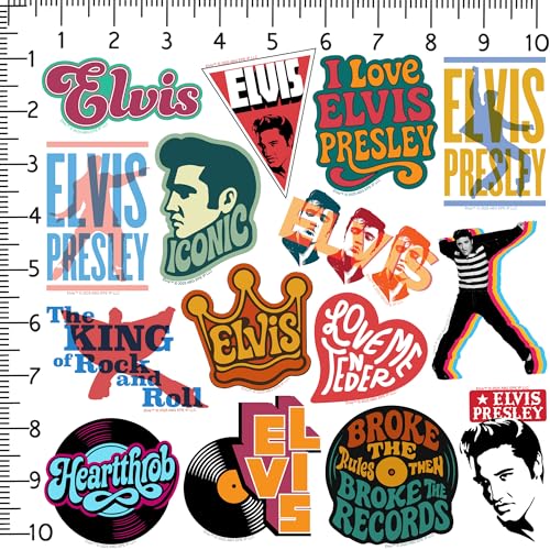 Elvis Presley Iconic 50ct Vinyl Large Deluxe Stickers Variety Pack - Laptop, Water Bottle, Scrapbooking, Tablet, Skateboard, Indoor/Outdoor