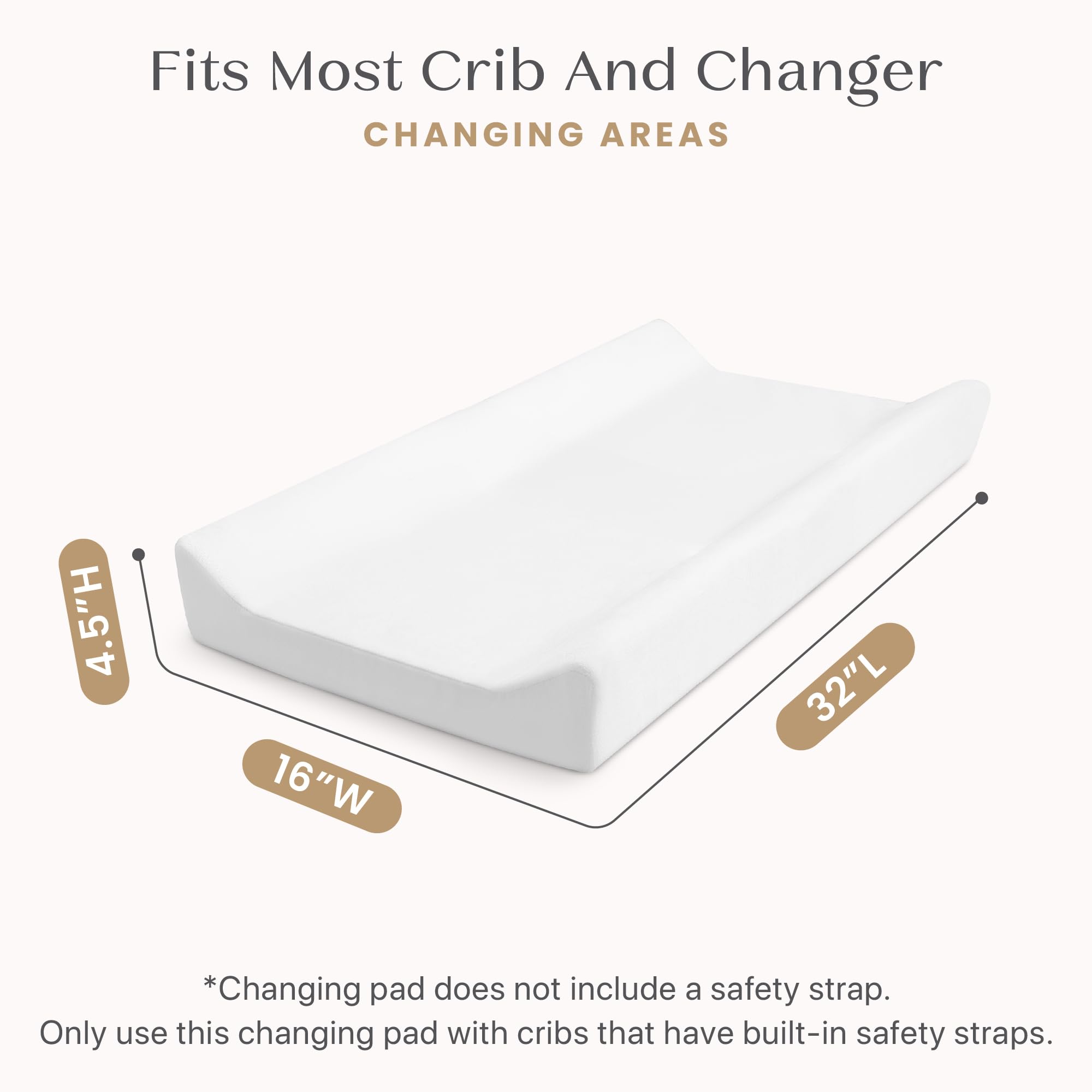 Cambiador de cuna y cambiador y funda de felpa, funciona con cuna y cambiadores, funda lavable a máquina. Impermeable, color blanco 4