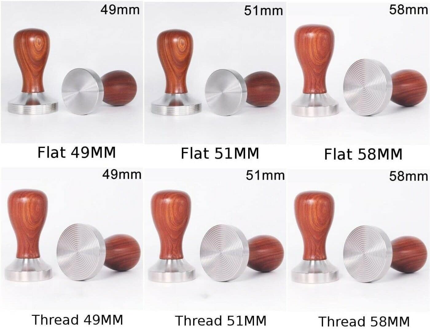 49/51/58mm Sanders Wooden Coffee Tampers Powder Press Hammer Tools (Thread bottom,58mm)
