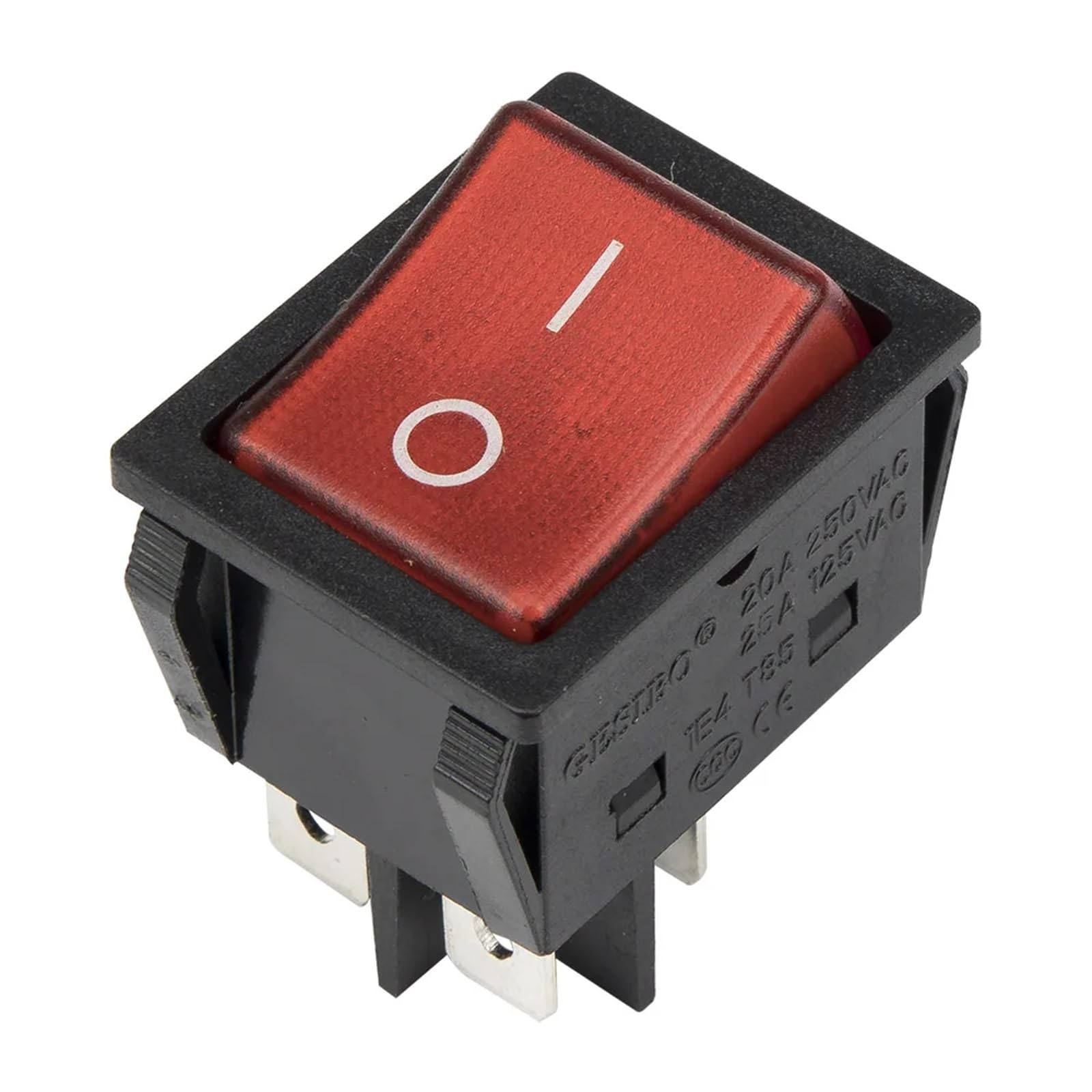Interrupteur de bateau KCD4 avec voyant lumineux rouge 220V et connexions 4 broches