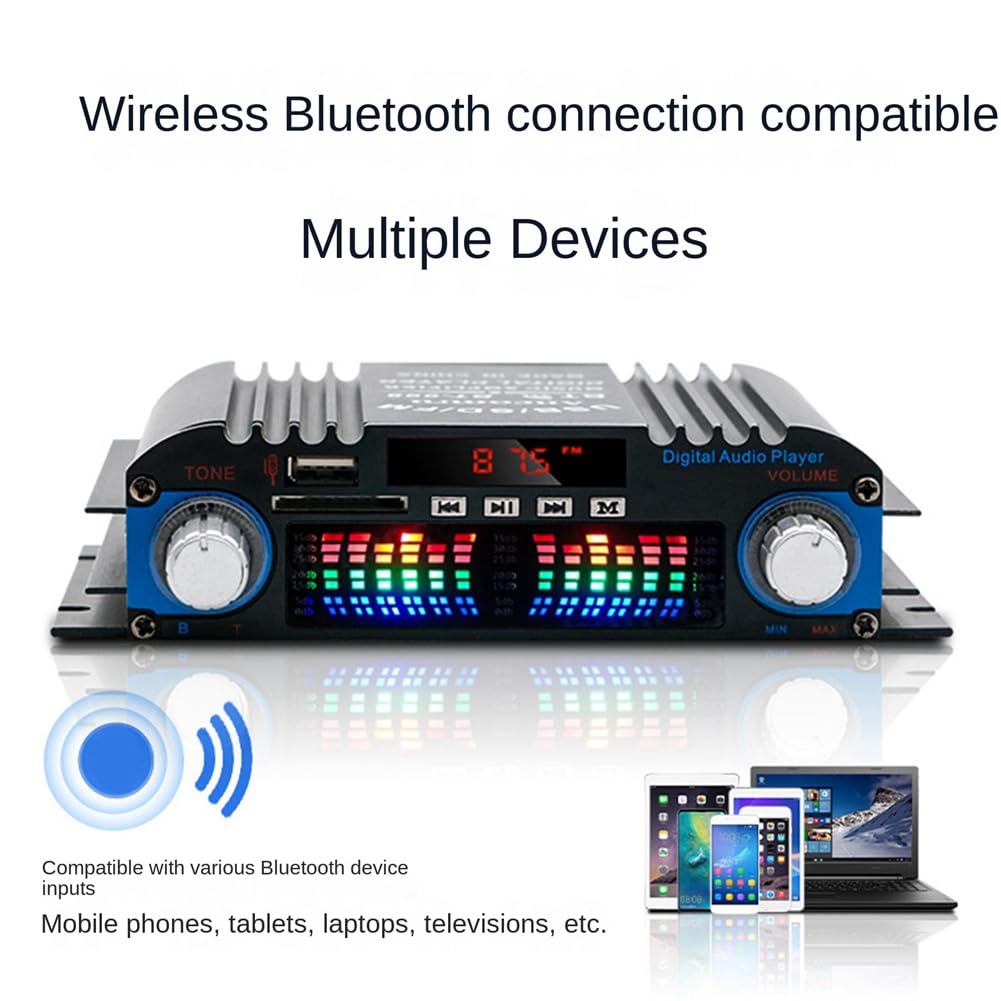 Amplificador de Audio Bluetooth para Coche de Alta Potencia de 4 Canales y 60 W Mini Receptor de Audio EstéReo de Alta Fidelidad para la ModificacióN de Audio del Coche