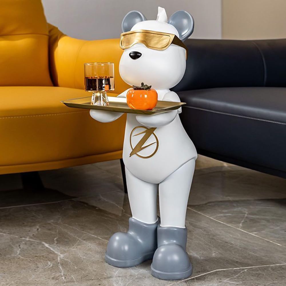 Boîte à mouchoirs en résine avec motif ours éclair