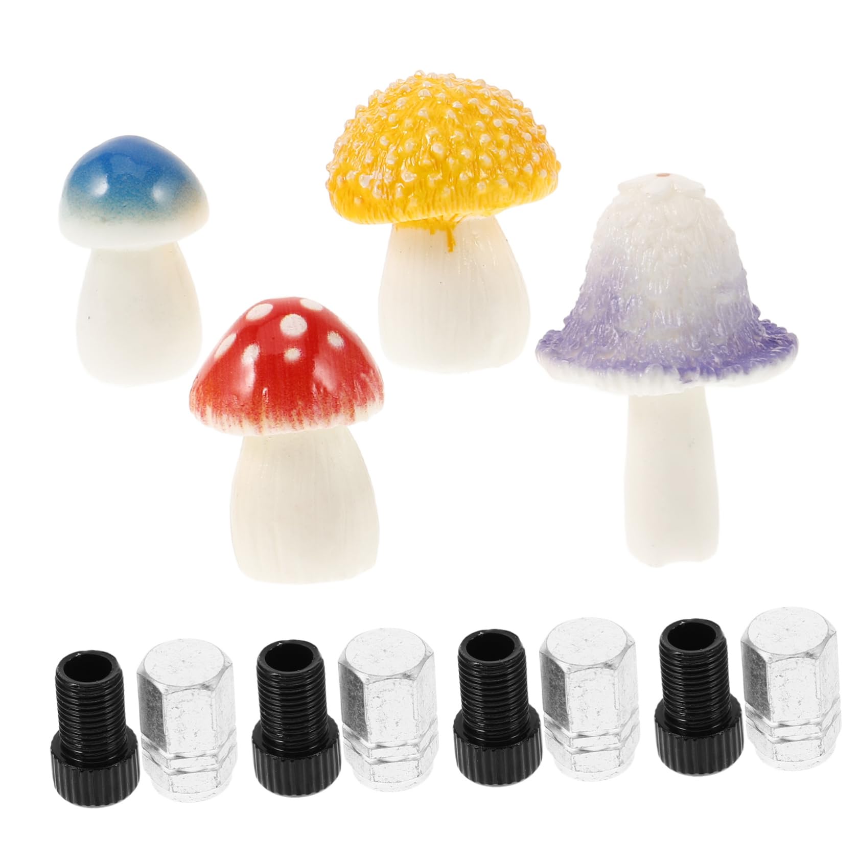 SUPVOX 4pcs Mushroom Shape Tire Valve Caps Unique Car Valve Stem Cute Wheel Accessories for Cars Trucks and Design for Easy Inflation