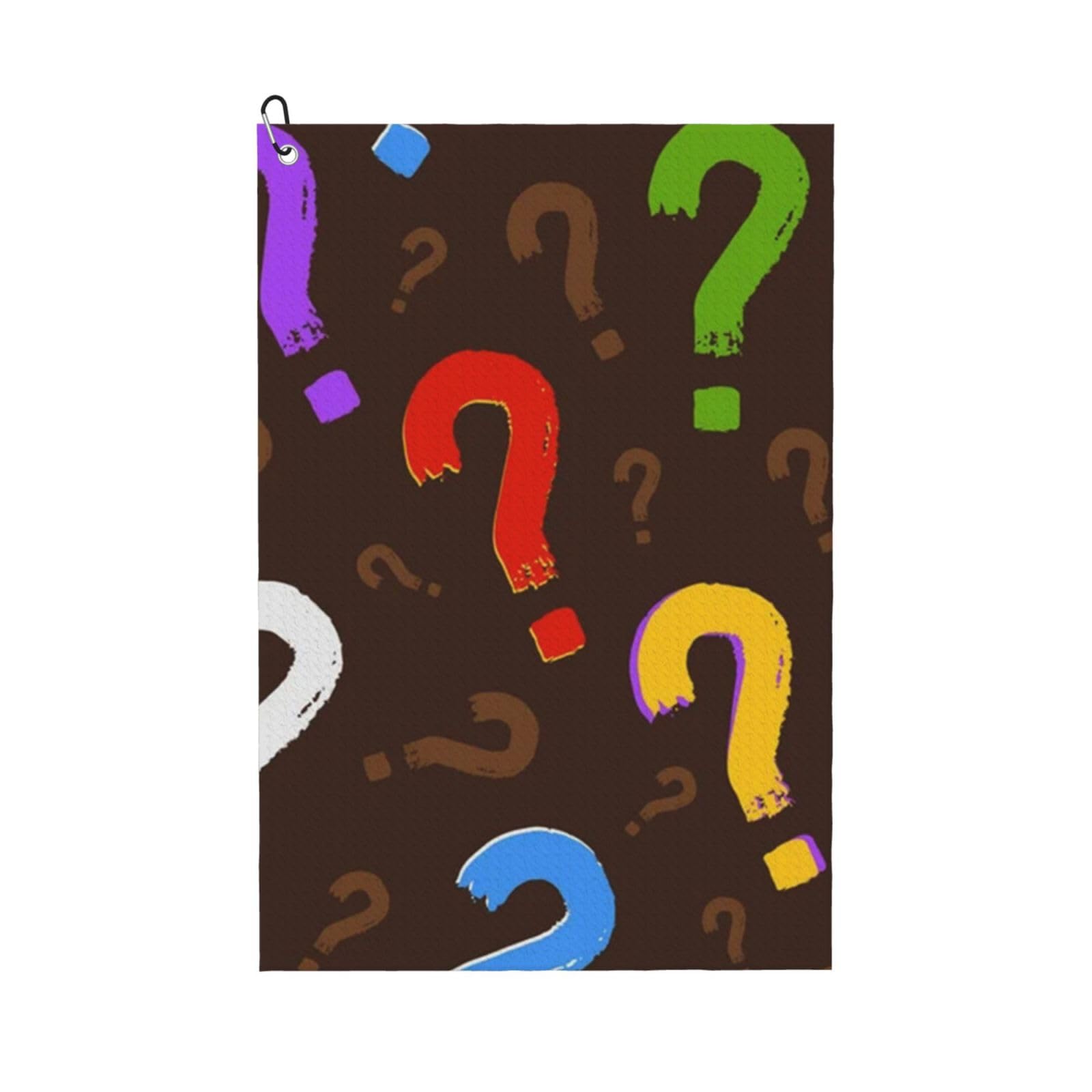 Hnnkloy Colorful Question Mark, 16x24 in Portable Waffle Golf Towels with Carabiner Clip for Golf Bag