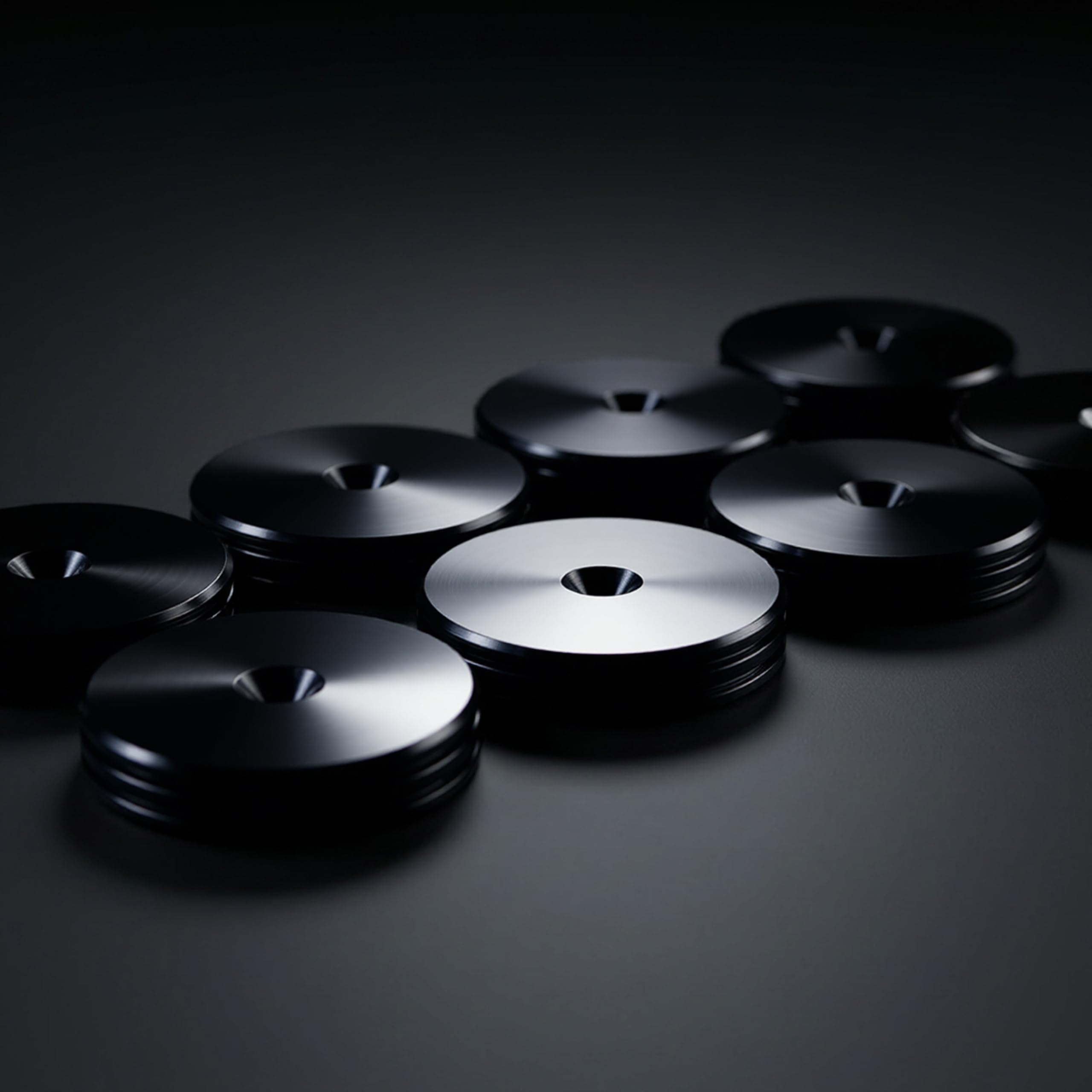 PrecisionGeek Set di 8 cuscinetti per altoparlanti diametro 20 mm spessore 4 mm alluminio nero