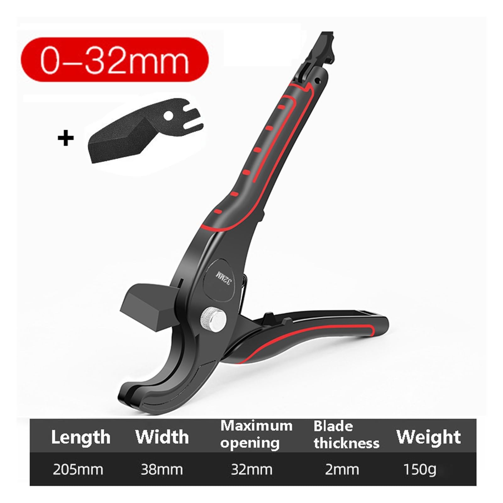 Cortador De Tubos 32mm, 42mm, 63mm Y 75mm, Material SK5 Con Tratamiento, Trinquete, Manguera PVC, PU, ​​PP, PE, Tijeras For, Herramientas Manuales Alta Calidad De Corte(0-32MM With Blade)