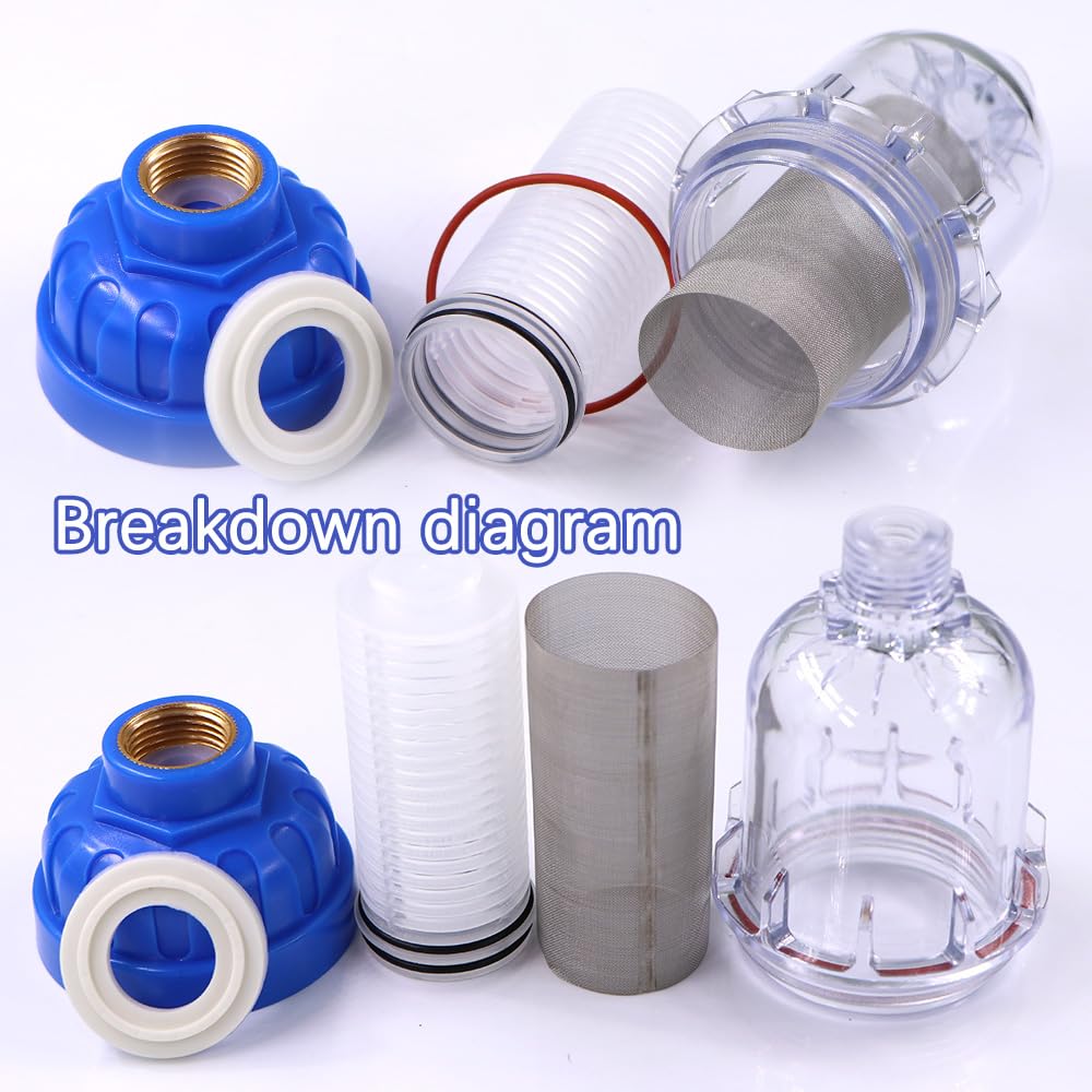 Préfiltre 1/2" 40 μm, tétine 16 mm, robinets de Jardin, Filtre Robinet, connecteur Rapide, Tamis en Acier Inoxydable 316, Adaptateur Tuyau d'irrigation