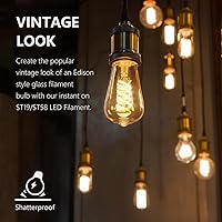 Vista 7 de ST19/ST58 LED Edison Bulbs, Warm White 2700K Vintage Light Bulbs, E26 6W Led Bulb Dimmable 600LM, Antique Decorative Filament LED Bulb for Bedroom