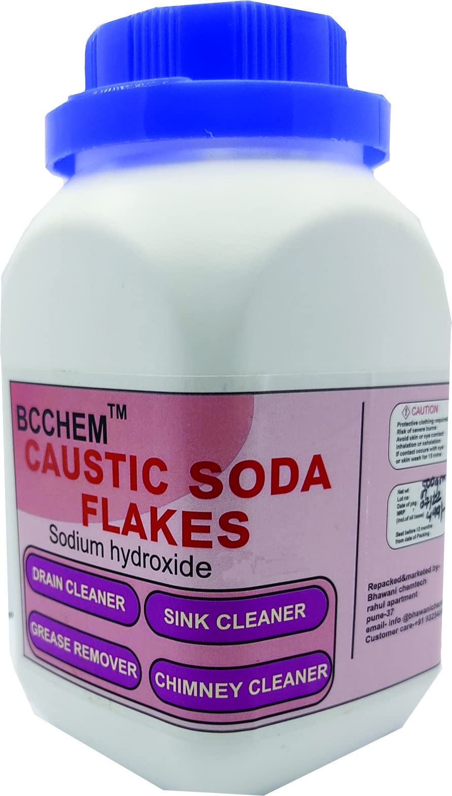 BCCHEM Caustic soda for drain blockage remover ,cleaner for chimneys, clogged basins,drains , Soap making (500) (B0B38MGVCP) Amazon Price History, Amazon Price Tracker