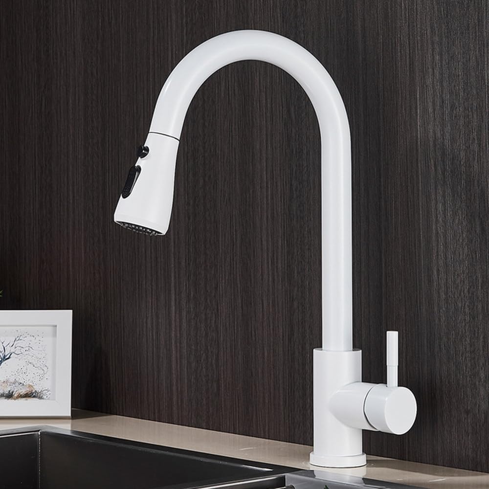 Robinet de cuisine extractible rotatif pour un nettoyage facile des grands éviers