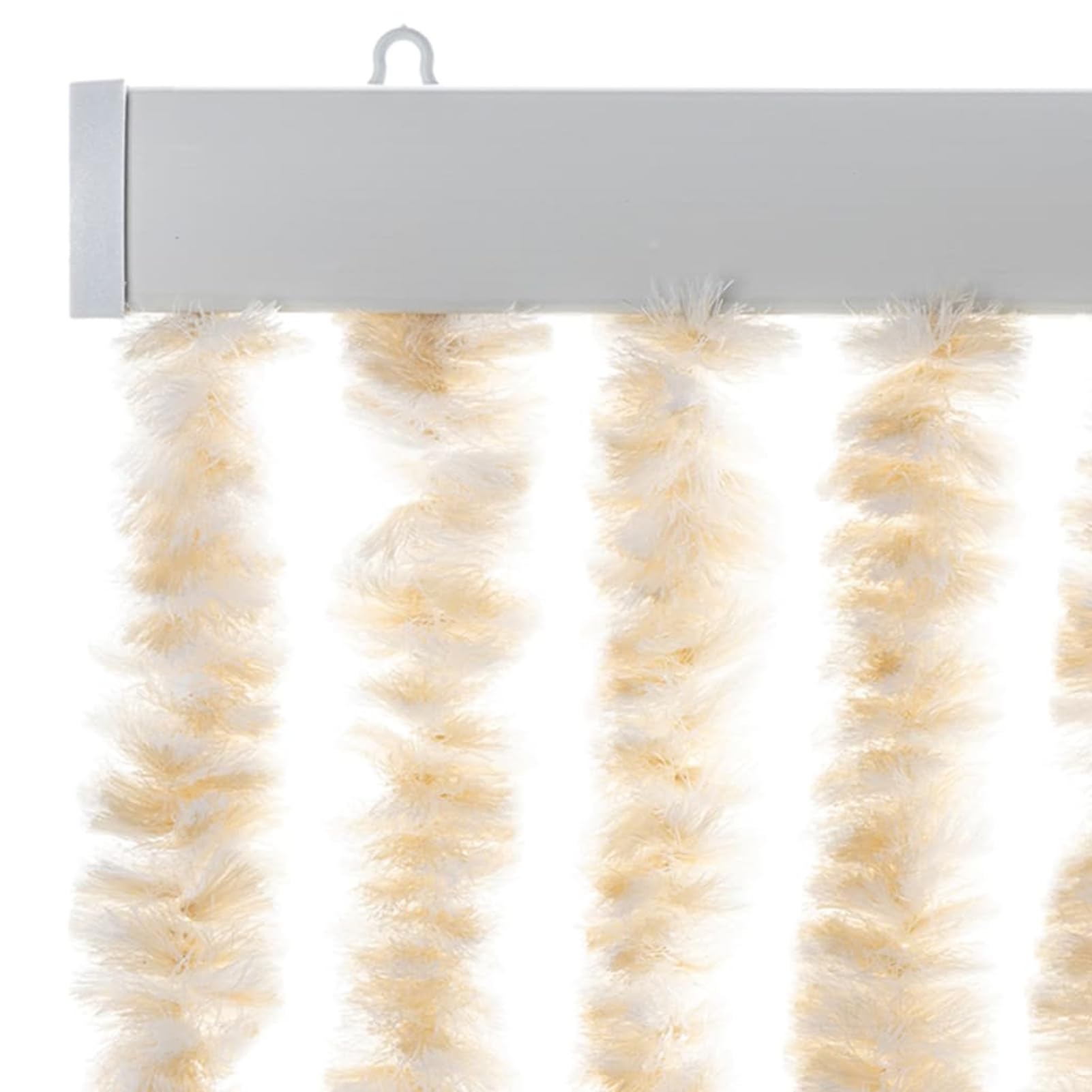 Tenda Antimosche Beige e Bianca 90x220 cm in Ciniglia,Tenda Antimosche per Finestre e Porte Leggera Resistente all'Acqua Silenziosa Zanzariera Antiisetti-377342