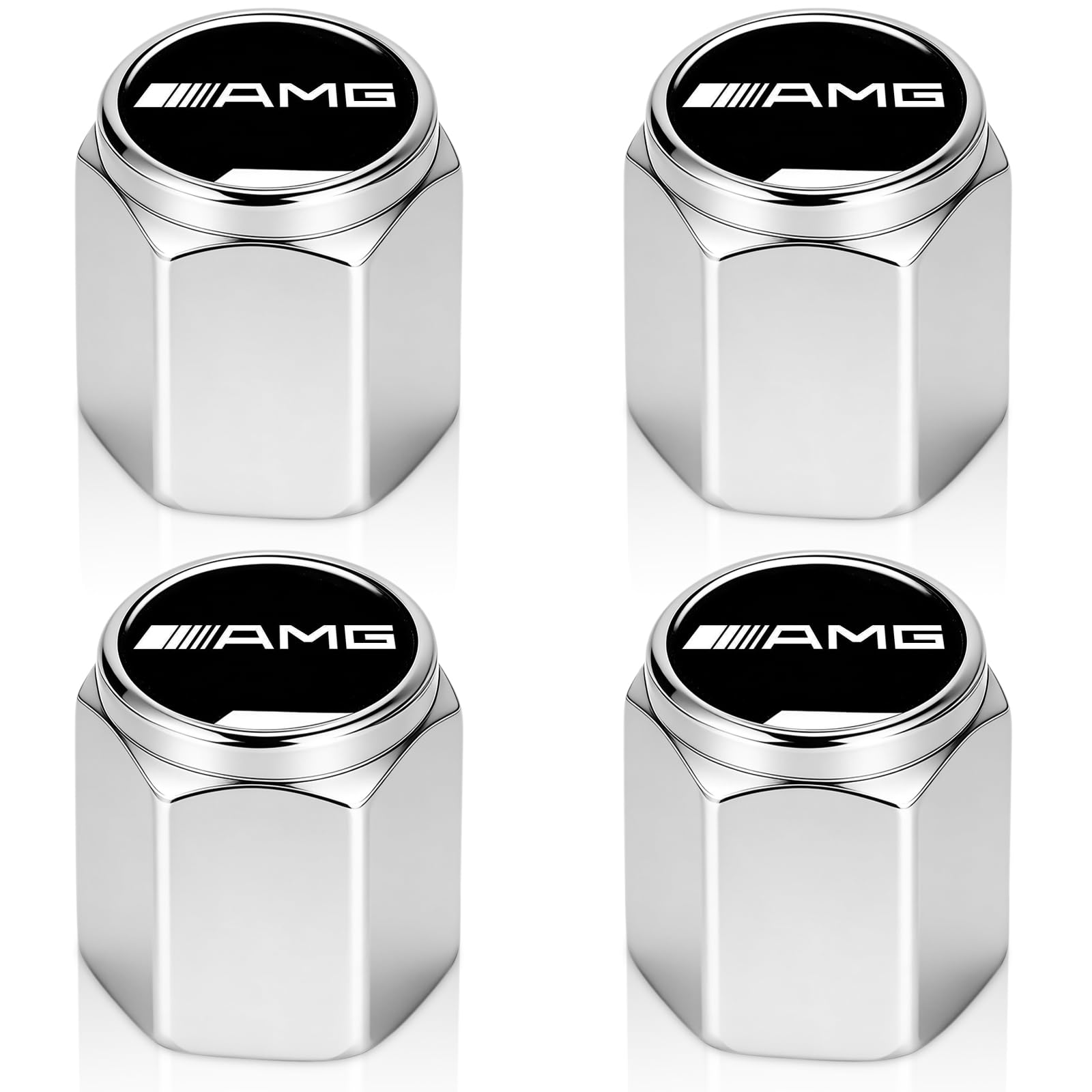 Tire Valve Stem Cap Cover Compatible for Mercedes Benz Series Belt O-Ring Seal tire Valve caps Silver 4 Pcs — view 9