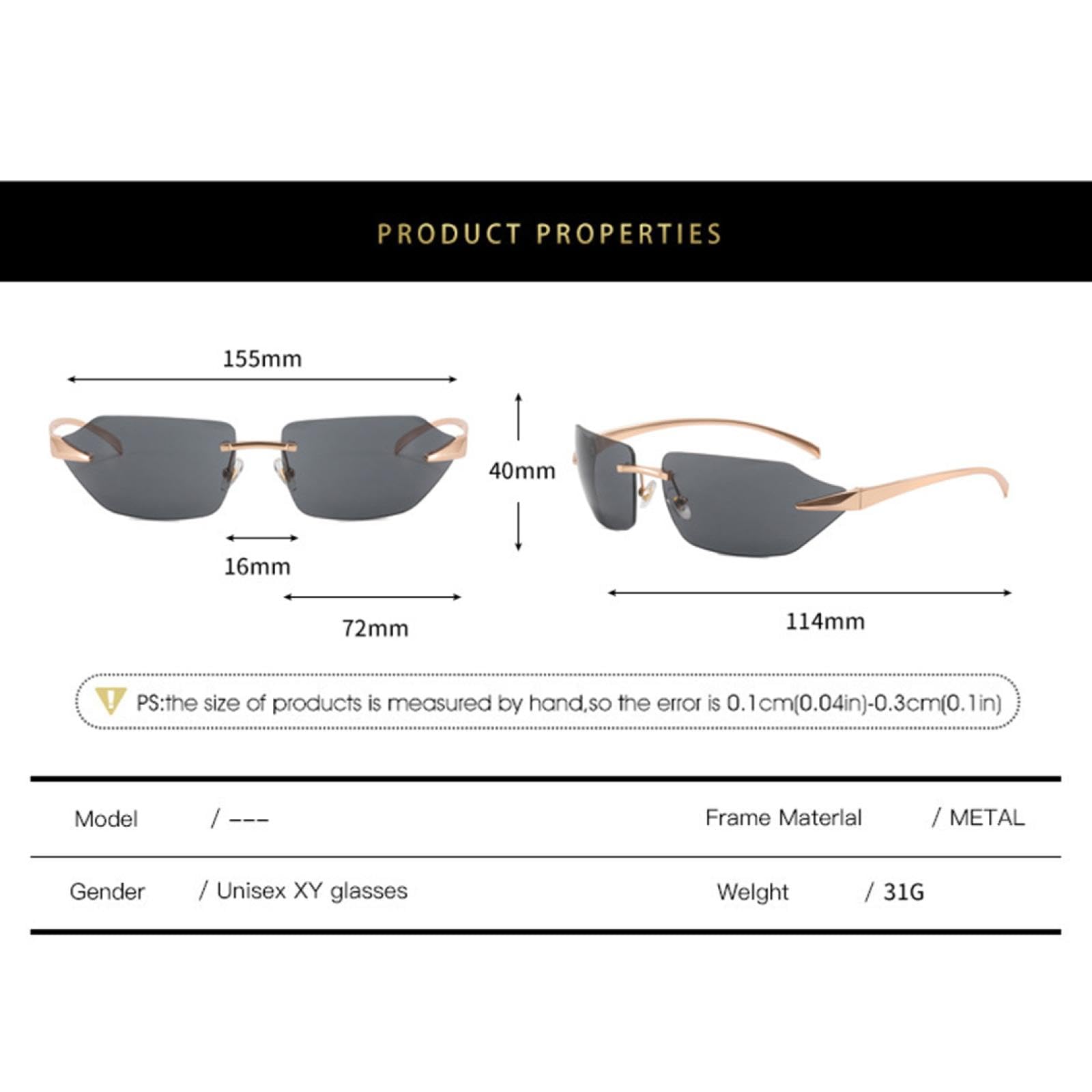 Okulary przeciwsłoneczne bez oprawek damskie okulary przeciwsłoneczne vintage dla mężczyzn retro moda luneta soleil