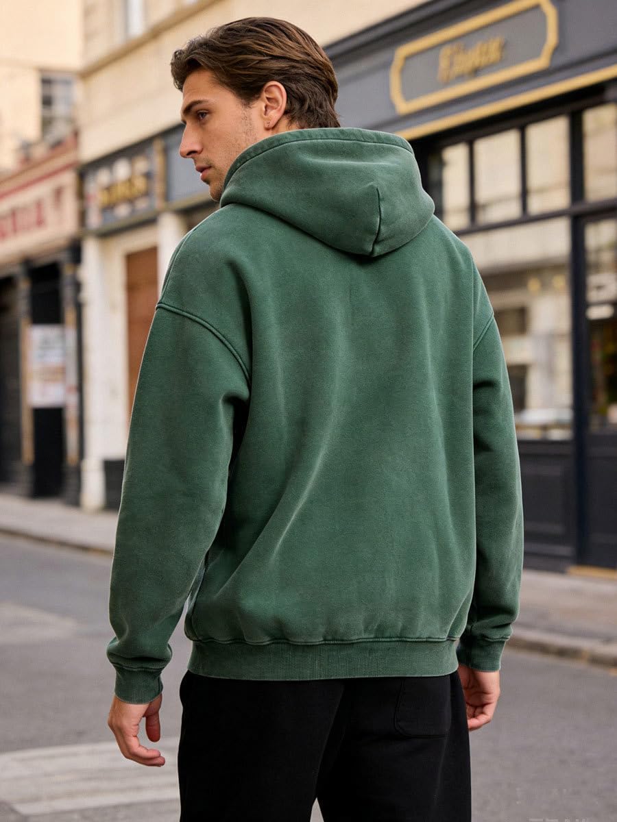 Mens Oversized Zip Up Hoodie Women Acid Wash Hoodie Heavyweight Fleece Full Zipper Vintage Sweatshirt - Image 4