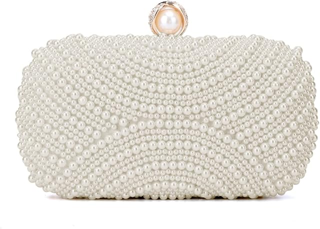 LUI SUI Pearl Wedding Clutch Women Elegant Pearl Beaded Purse Clutch Formal Evening Bag Party Bridal Handbags