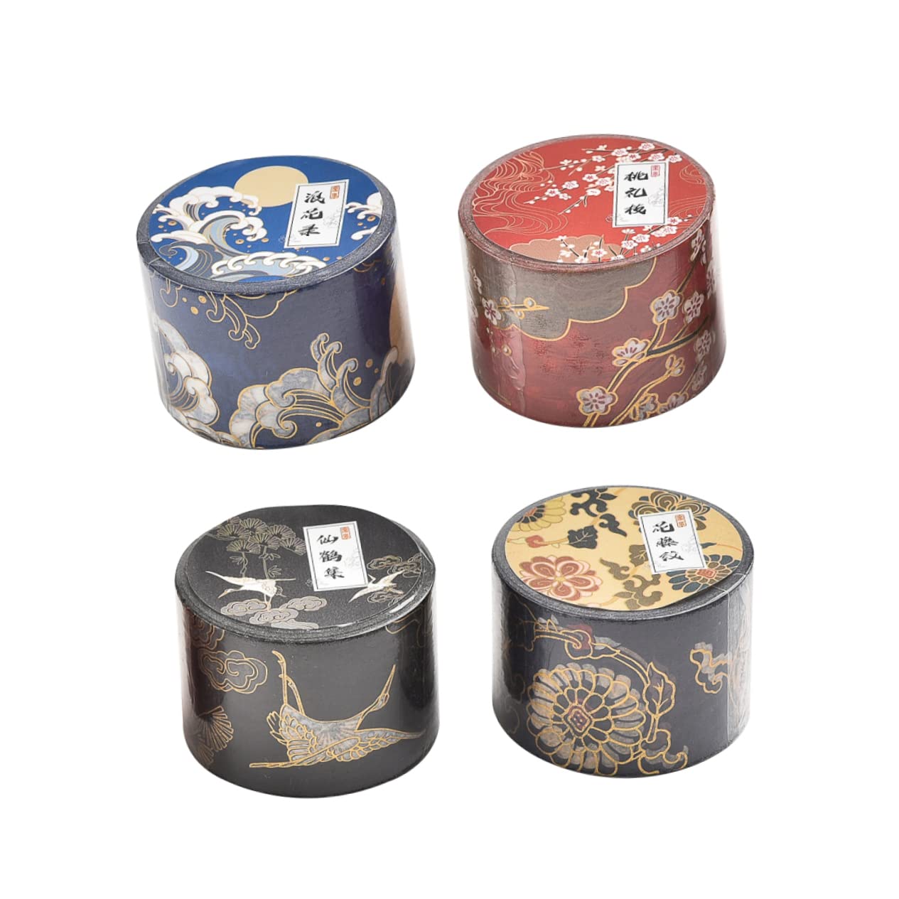 NUOBESTY 8rollos Cinta De Papel Washi Diseño De Hot Stamping Para Manualidades y Álbumes De Recortes Rama De Melocotón Olas Grulla Flores