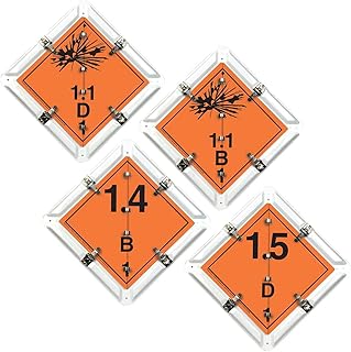Canadian Aluminum Flip File Placard, 4-Legend Explosives Set - 13.75" x 13.75" White Back Plate with Rounded Corners - J. J. Keller - Complies with Transport Canada Hazmat Placard Requirements