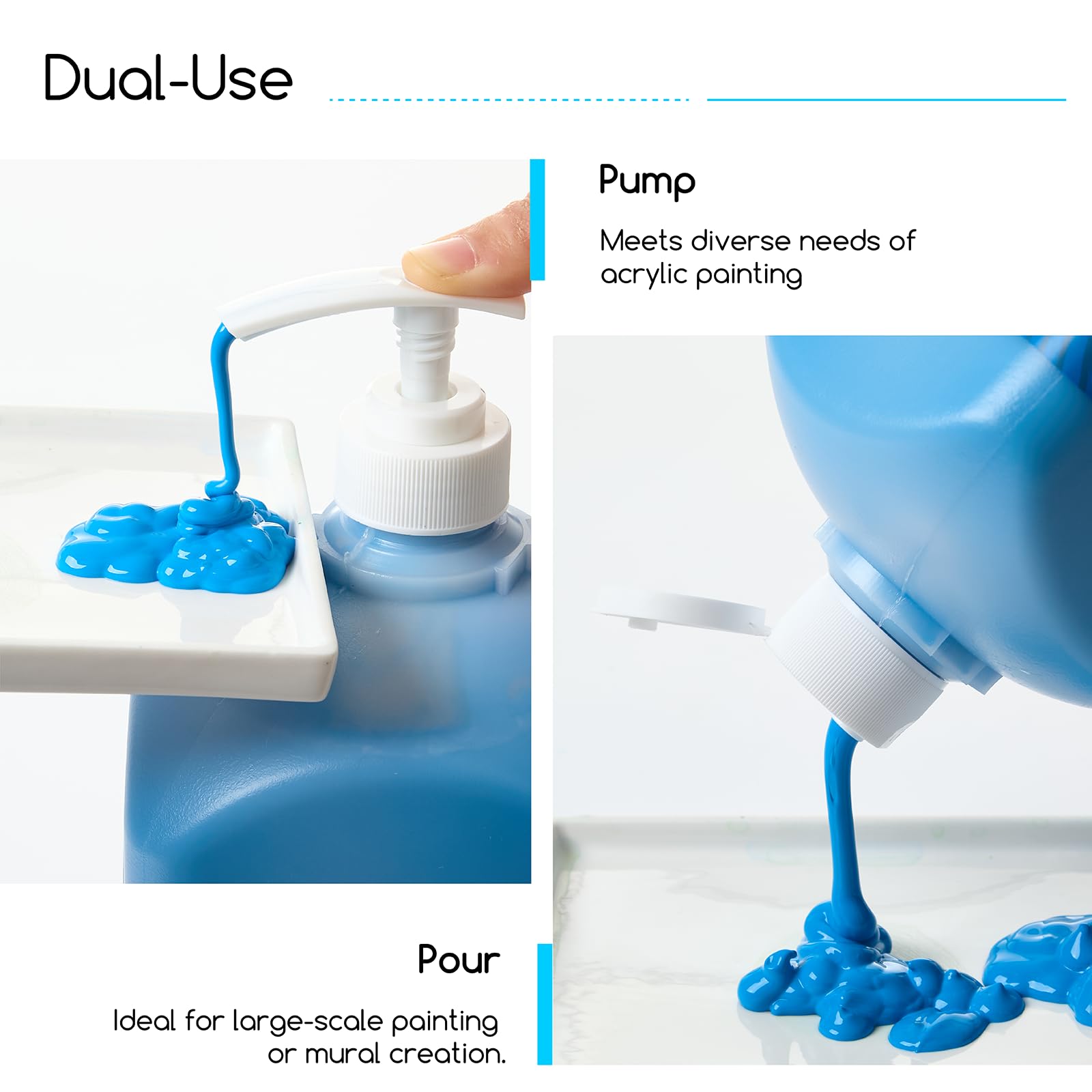 MEEDEN Soft Body Colore Acrilico: Nero-Bianco 2 x 2L Pittura Fluida per Arte in Bulk con Pompa – Finitura Opaca & Alta Consistenza – Grandi Materiali Artistici per Adulti, Quadro su Tela, Artigianato