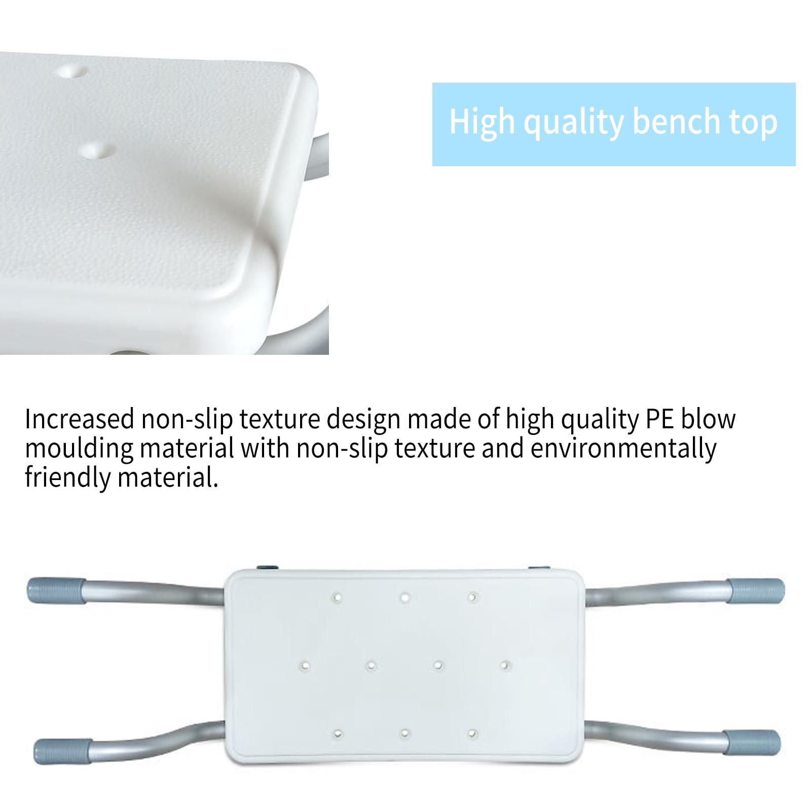 Sedile per Vasca da Bagno, Sedile Vasca da Bagno Antiscivolo per Adulti e Anziani, Sedile da doccia estraibile 72-82 cm, Sedile Sicurezza per Vasca da Bagno, portata 136 kg, Bianco