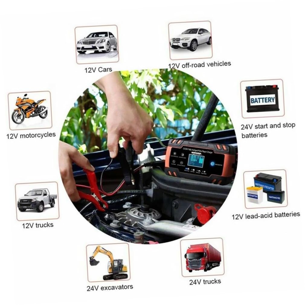 iplusmile Chargeur de Réparation de Batterie Automobile Intelligent à Impulsions Chargeur-mainteneur pour Voiture Activation et Entretien de Batteries