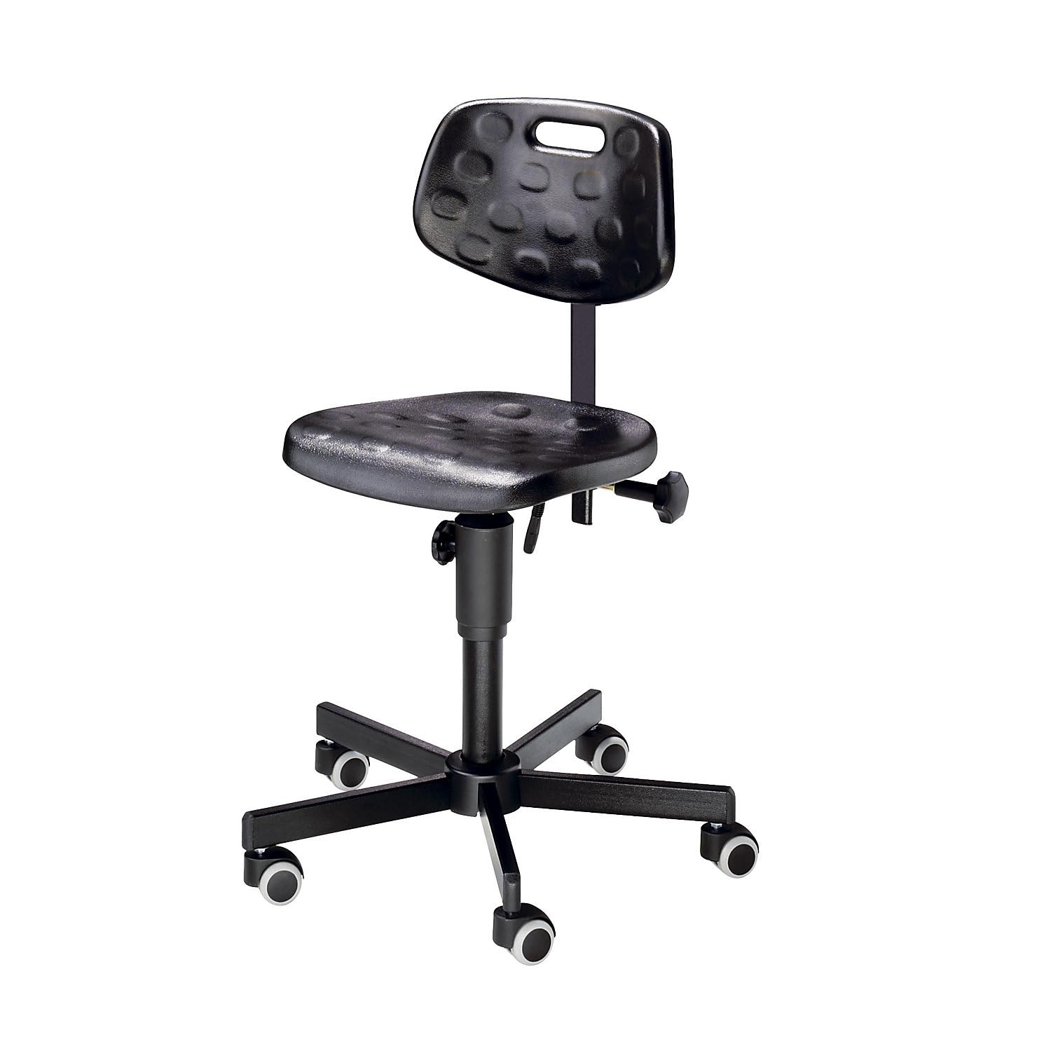 meychair | Sedia girevole da lavoro in PU espanso | senza poggiapiedi | con piedini | range di regolazione dell'altezza 460-650 mm