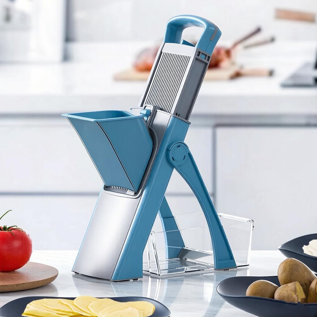 Sandyblo Multifunctional Vegetable Chopper,Mandoline Slicer, Food Chopper for Kitchen, Potato & Onion Slicer, Fry Cutter, Veggie Salad Dicer, Safe Food Prep Kitchen Tool