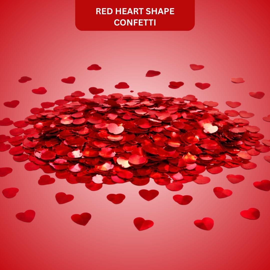 WANNA PARTY Red Heart Shape Confetti, Table Confetti of Heart Foil for Valentine's Day Dating Wedding Anniversary Party Supplies