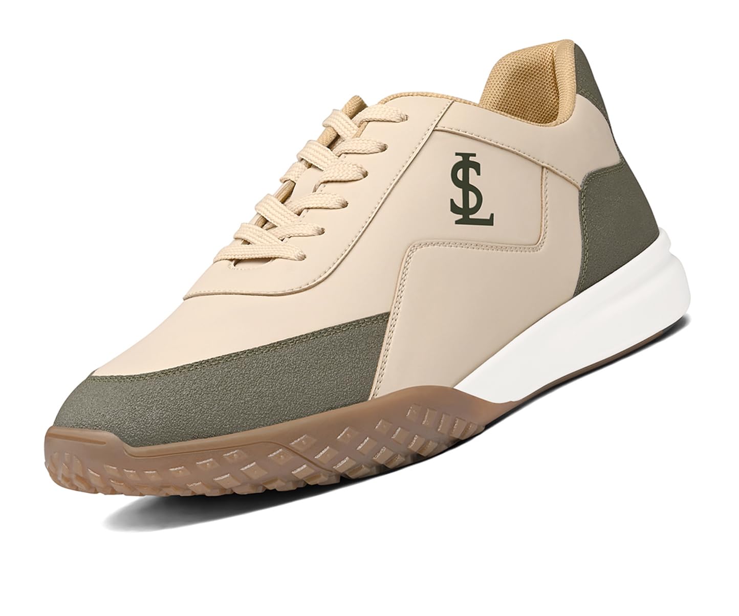 Men’s Beige and Olive Green Casual Lightweight Lace-Up Sneakers for Men| Cushioned Comfort | TPR Sole | Lightweight & Comfortable Casual Lace-Up Shoes | LSP-SNK-AVI023-OGBG-image-33