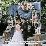 Bieżnik na stół z gazą, dekoracja stołu, romantyczny bieżnik ślubny, gaza, bieżnik na stół na baby shower, wieczór panieński, ślub, urodziny, przyjęcie, dekoracja stołu, 3 szt., (brudny niebieski, 90
