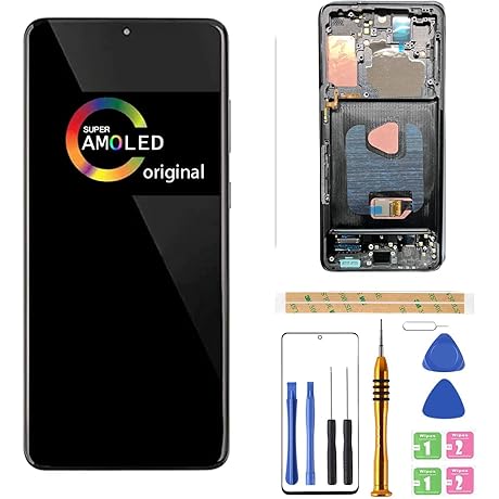 [Black with Frame]Amoled LCD for Samsung Galaxy S21plus+ 5G G996 Digitizer Screen...