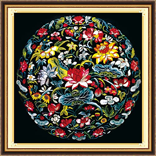 Redxing Stamped Cross Stitch Kits Embroidery Kit For Beginners Adults Full Range Of Embroidery Patterns Starter Kits Diy Printed Cross Stitch Kits Needlepoint Kits 11Ct-Lotus19.7X19.7 Inch #TOP1