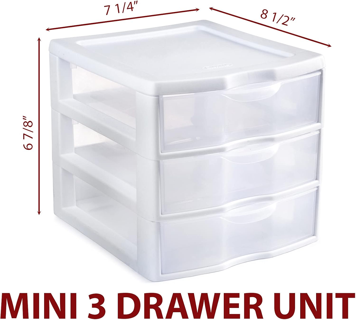 Sterilite Plastic 3 Drawer Storage and Organizer, Stackable Desktop Drawer - Bundled with Labels and Marker - White