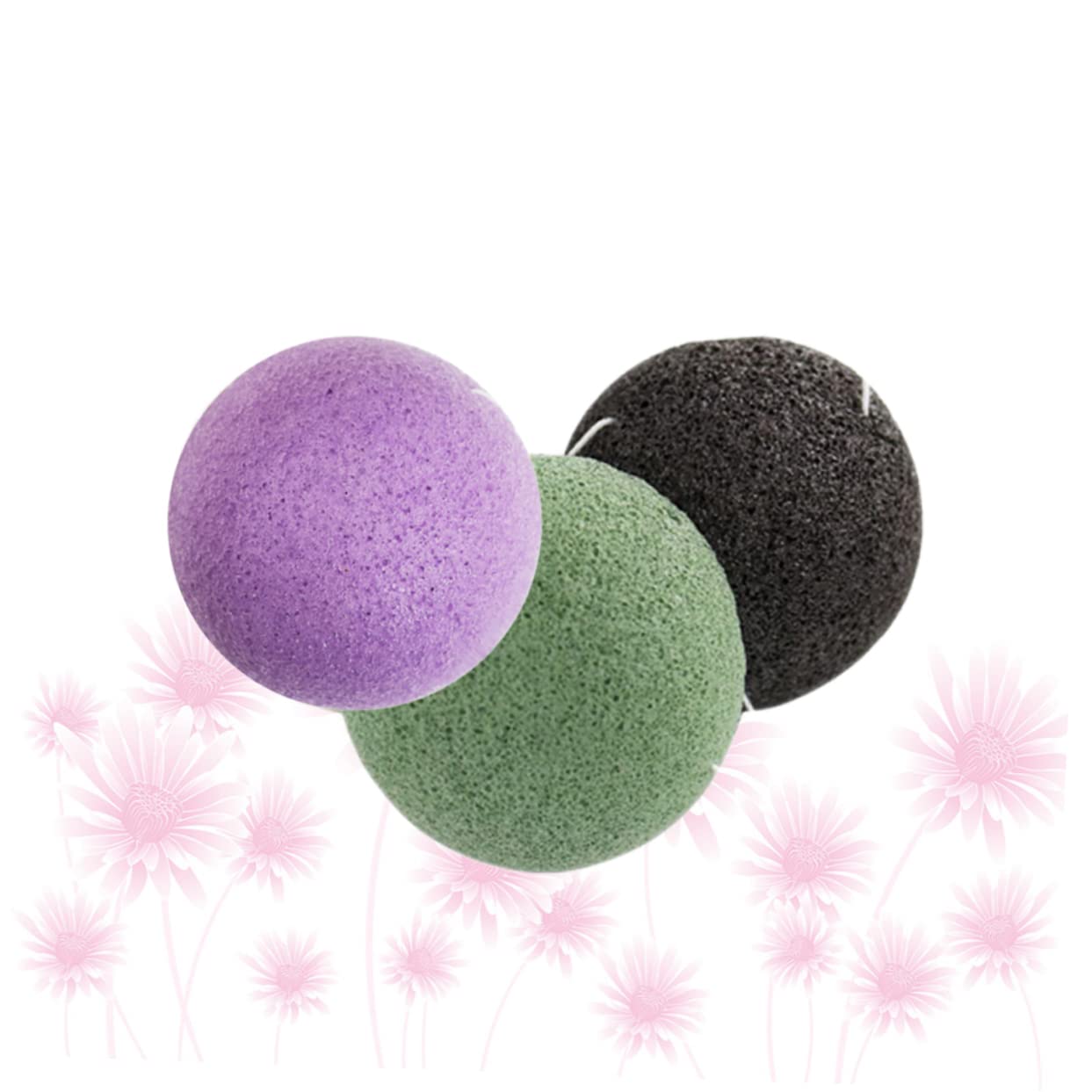PACKOVE 3Pcs Washing Sponges Gentle Cleansing Facial for Daily Exfoliation Black Green Purple Vegan Skin Care Sponges