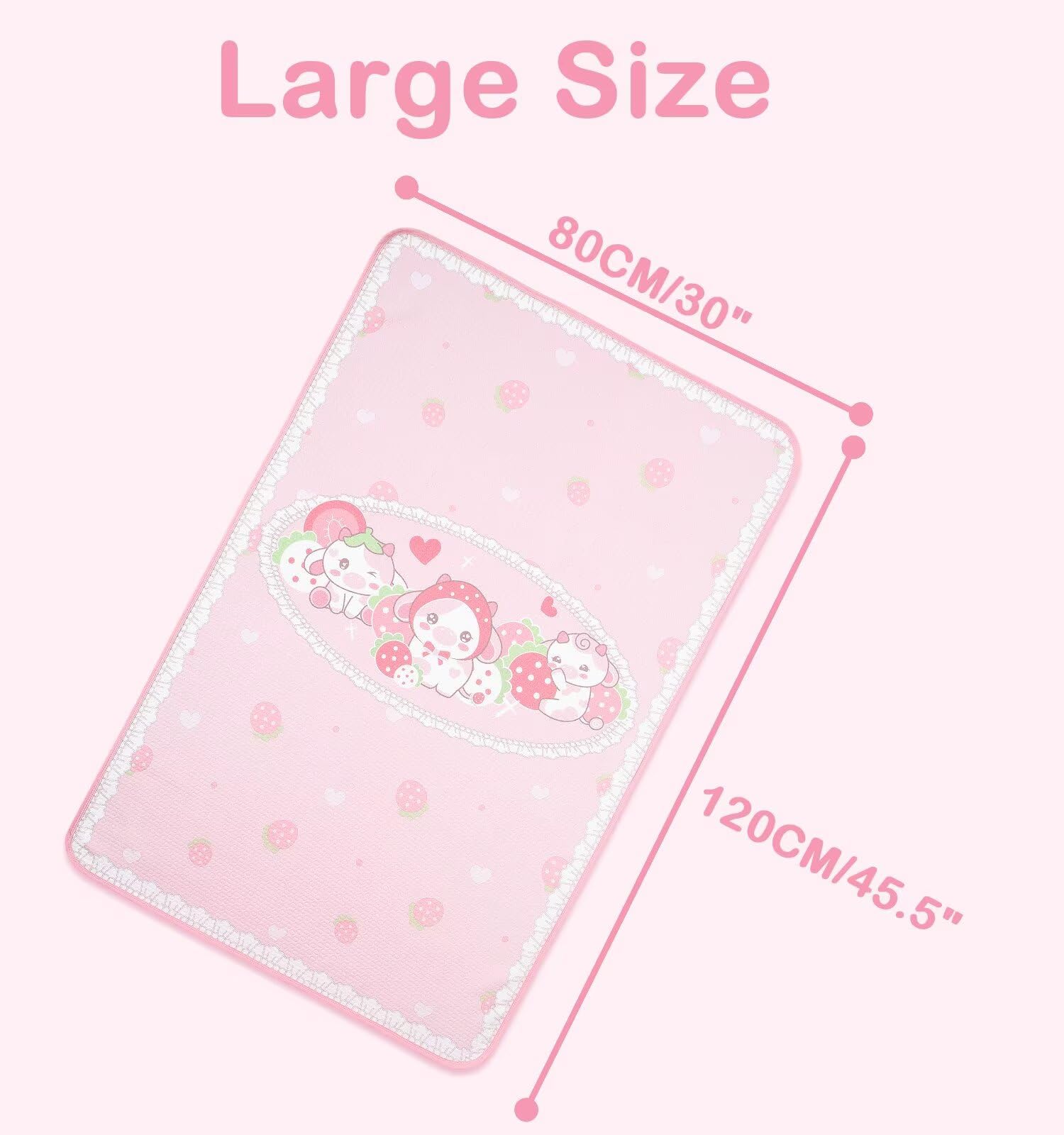 Landofgenie Impermeabile Changing Pad 80 x 120 CM Lavabile Riutilizzabile Oversized Adult Changing Pad - Mucca fragola