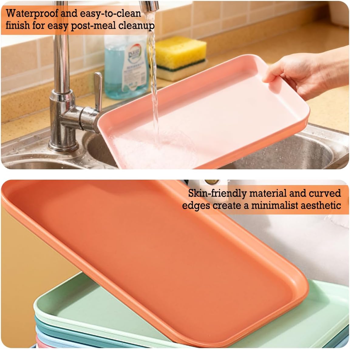 20 Pcs Plastic Art Trays, 12 x 8.7 Inch Colorful Fast Food Lunch Trays Bulk, Cafeteria Rectangular Plastic Serving Organizer for Kitchen, Restaurant, DIY Projects, 10 Colors - Image 4