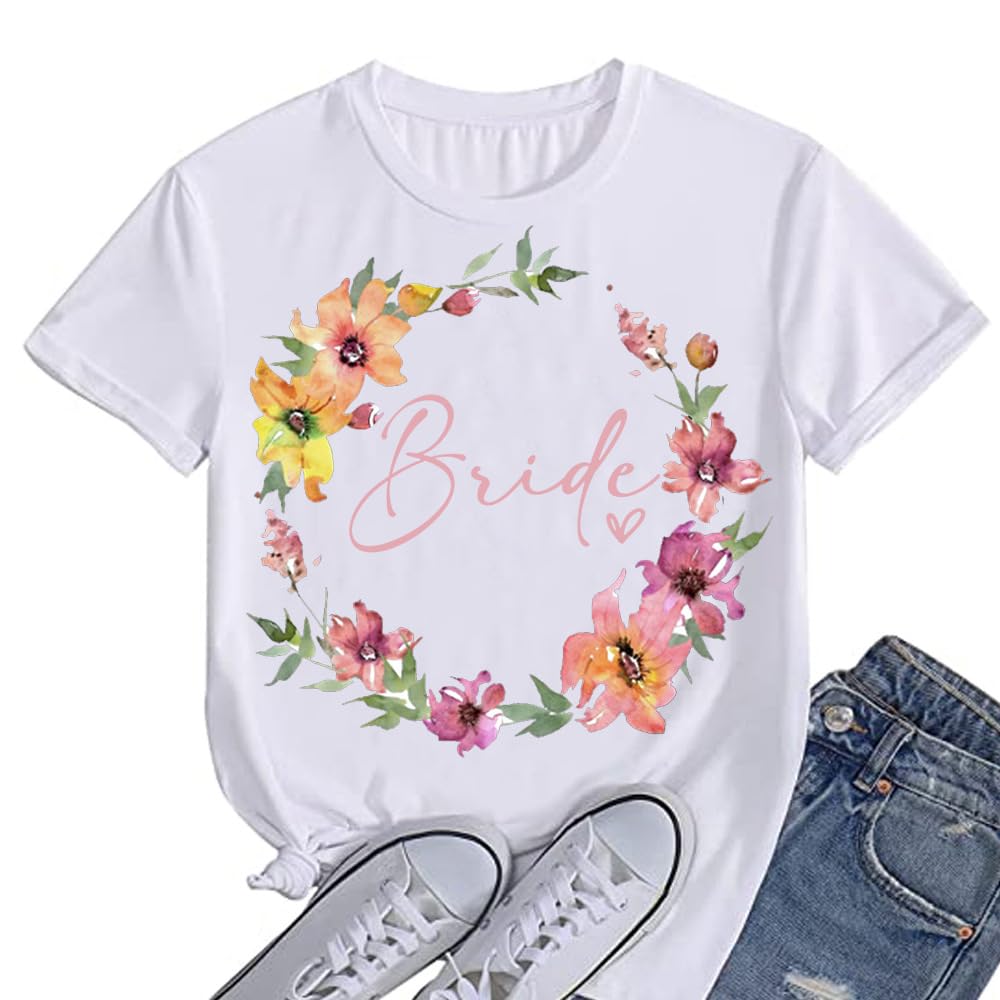 JPHCHSC Bride and Bridesmaid t-Shirts Wedding Morning Shirt Hen do Bachelorette Party T-Shirt 124