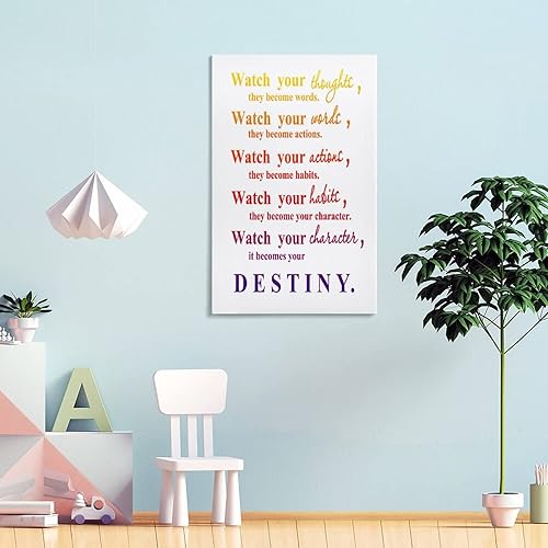 Miniatura 7 de Lienzo decorativo con texto en inglés Watch Your Thoughts They Become Words Destiny, inspirador para mujeres, con espíritu de equipo, póster