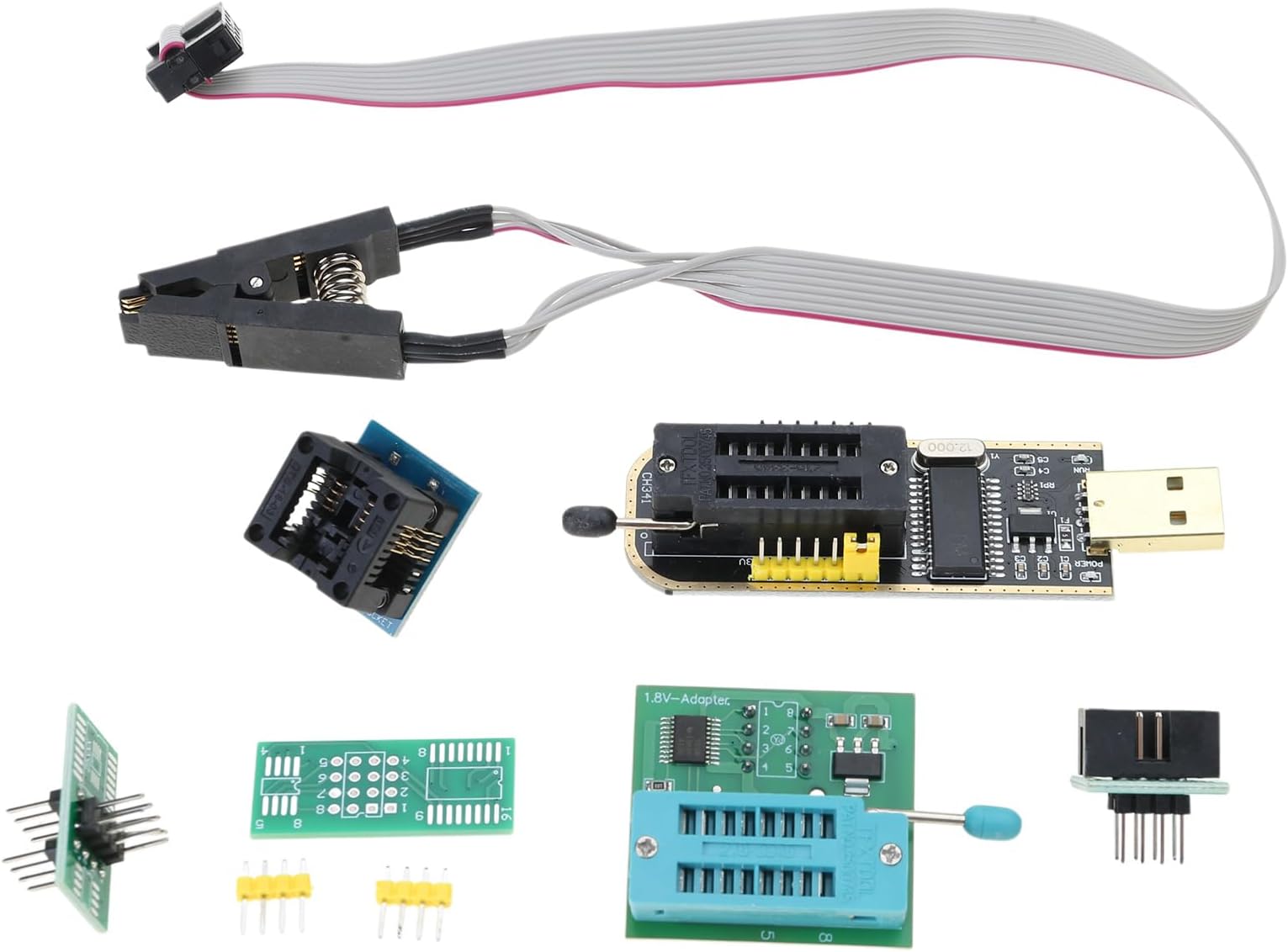 CH341A USB Programmer Set 24 25 Series Flash BIOS and SOP8 to DIP8 Converter and SOIC8 Clipset Hardware Development Tool