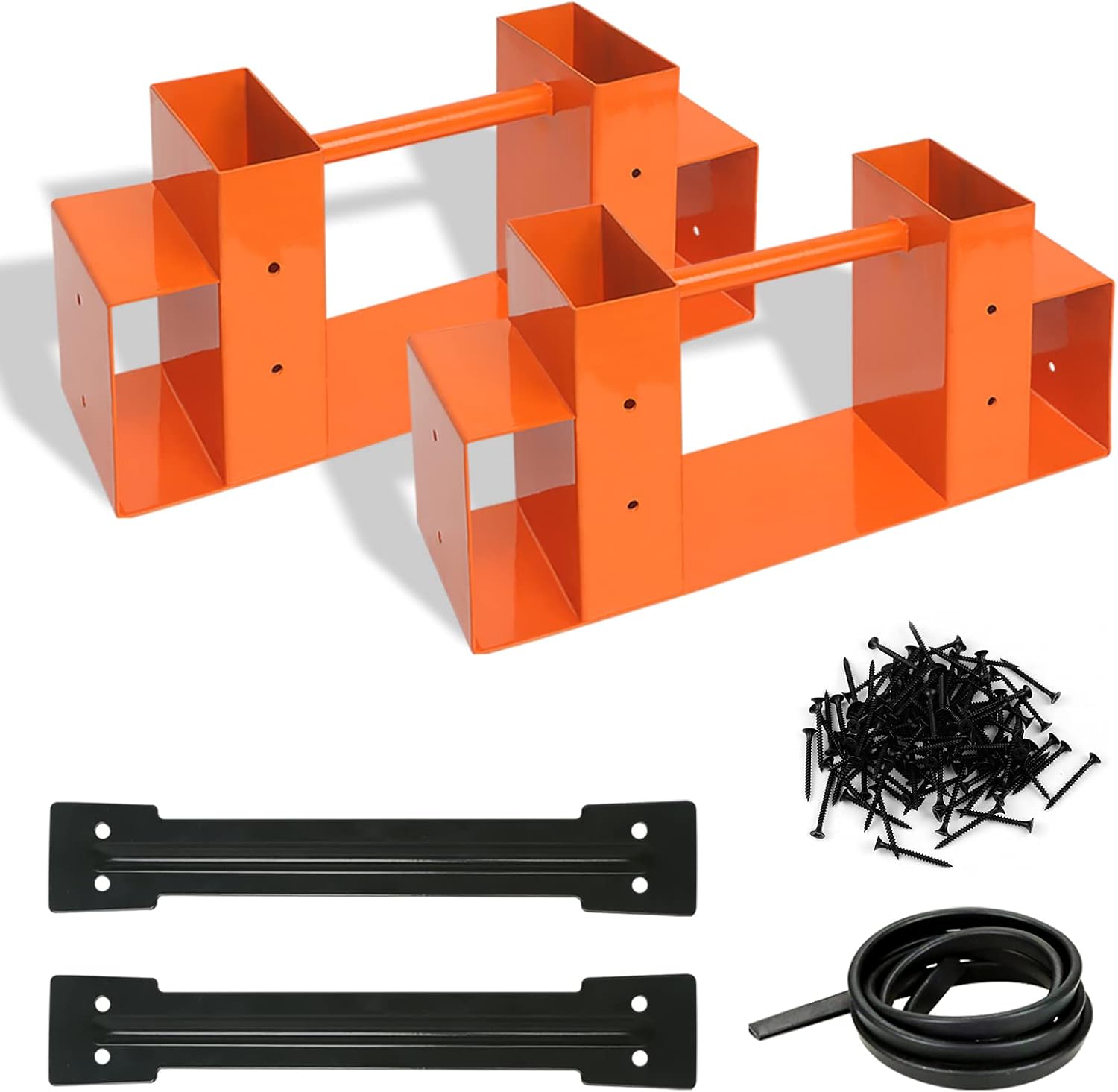 SnugNiture Outdoor Firewood Log Storage Rack Bracket Kit, Adjustable Log Rack Holder, Fireplace Wood Storage Holder with Screws, Orange
